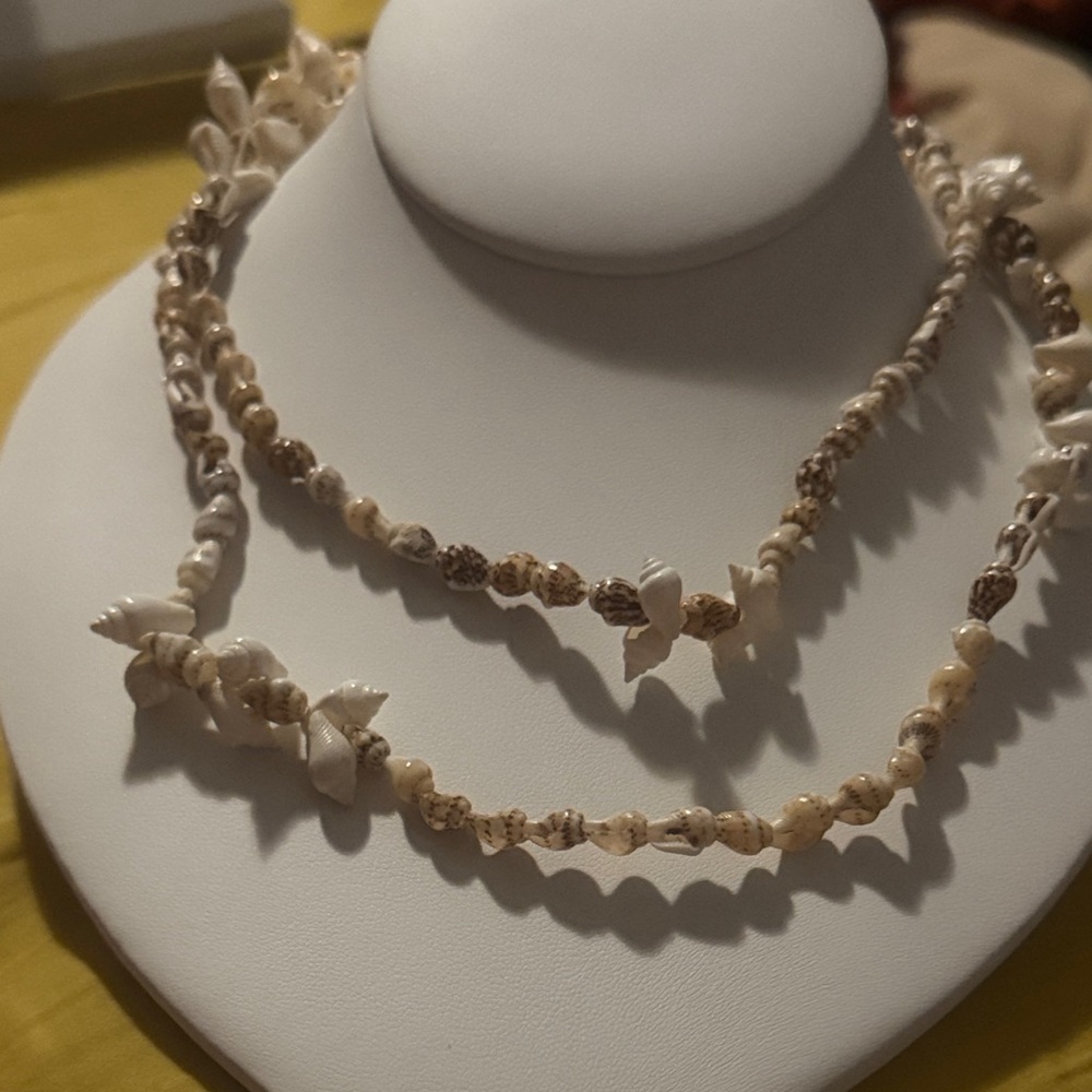 Handcrafted Beige Shell Beaded Necklace - Women Jewelry